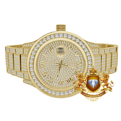 Pre-owned Jojino / Joe Rodeo Full Stainless Steel Roman Face Yellow Gold Jojino Joe Rodeo Diamond Watch 45mm