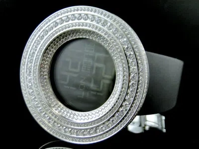 Pre-owned Jojino Mens Custom /joe Rodeo White Stainless Steel 53mm Simulated Diamond Watch