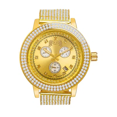 Pre-owned Jojino Mens /jojo/joe Rodeo Real Diamond Gold Tone 2 Row Bezel Custom Band Watch
