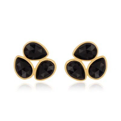 Jojo Harris Women's Black / Gold Trin Gold Black Agate Earring.