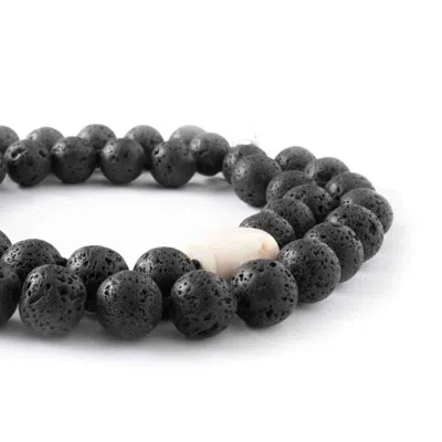 Jojo Harris Women's Black / Silver Agathe Black Lava And Bamboo Coral Necklace