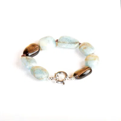 Jojo Harris Women's Blue / Brown Maggie Multi Aquamarine Smokey Quartz Bracelet