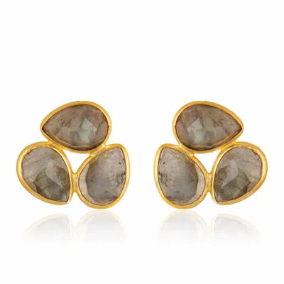 Jojo Harris Women's Blue / Gold / Grey Trin Gold Labradorite Earring.