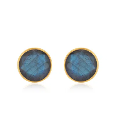 Jojo Harris Women's Blue / Green / Grey Minnie Gold Labradorite Earring