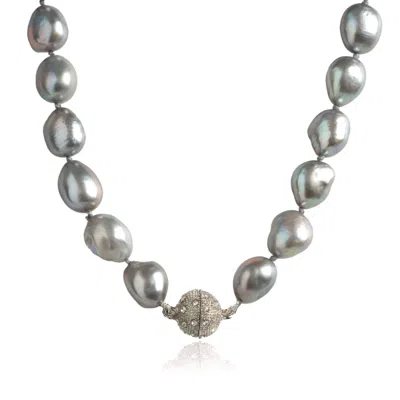 Jojo Harris Women's Blue / Grey / Silver Rae Grey Pearl Necklace.
