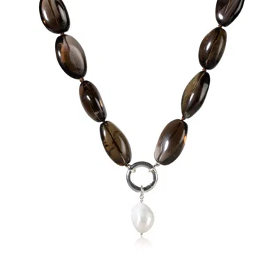 Jojo Harris Women's Brown Katrina Smokey Quartz Necklace With Freshwater Pearl
