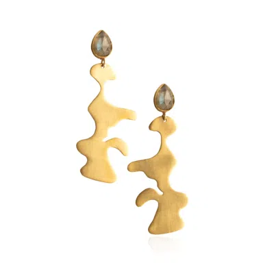 Jojo Harris Women's Gold Olivia Labradorite And Brass Earring
