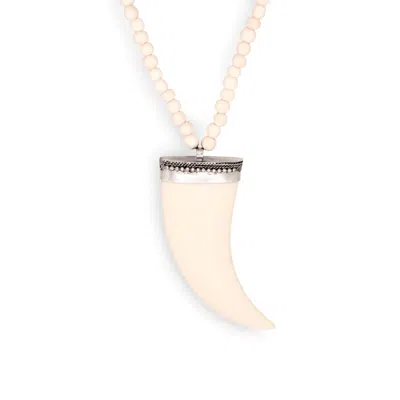 Jojo Harris Women's Neutrals / Silver Justine Talon And Wood Long Necklace