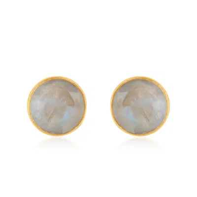 Jojo Harris Women's Neutrals / White Minnie Gold Moonstone Earring