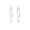 Jojo Harris Women's Silver / White Betty Pearl Drop Earrings On Hammered Silver