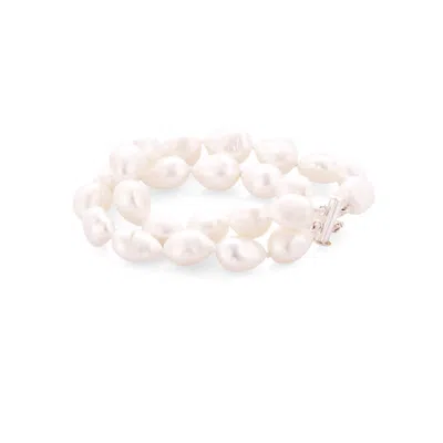 Jojo Harris Women's Silver / White Grace Double Strand Pearl Bracelet