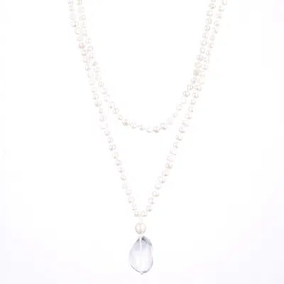 Jojo Harris Women's White Nadia Double Pearl And Rock Crystal Necklace