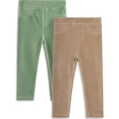 Jojo Maman Bébé Babies' Jojo Maman Bebe 2-pack Assorted Corduroy Jersey Leggings In Green