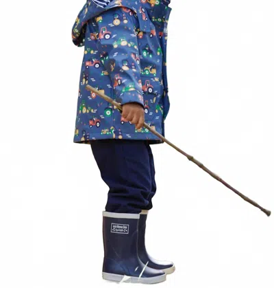 Jojo Maman Bébé Kids' 3 In 1 Tractor Cozy Raincoat In Navy Blue