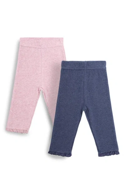 Jojo Maman Bébé Babies' Jojo Maman Bebe Assorted 2-pack Stretch Cotton Rib Leggings In Pink