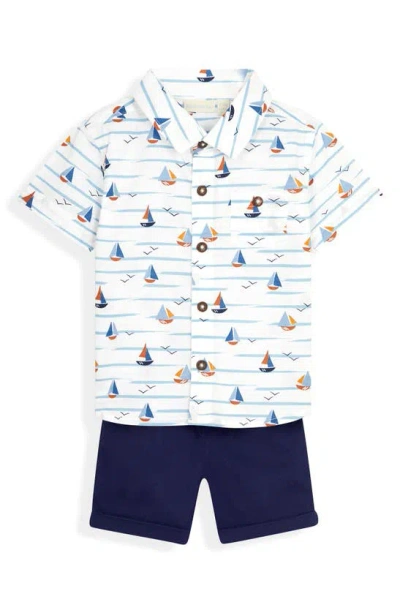 Jojo Maman Bébé Babies' Boat Print Shirt & Shorts In White