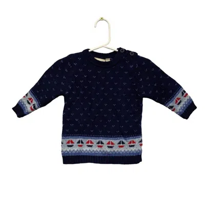 Jojo Maman Bébé Kids' Boys' Long Sleeve Wool Sailboat Sweater In Navy In Blue
