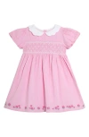 Jojo Maman Bébé Jojo Maman Bebe Bud Floral Embroidered Smocked Bodice Party Dress In Pink