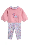 Jojo Maman Bébé Jojo Maman Bebe Bunny Appliqué Sweatshirt & Leggings Set In Pink