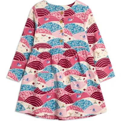 Jojo Maman Bébé Babies' Jojo Maman Bebe Bunny Hills Long Sleeve Cotton Dress In Purple