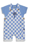 Jojo Maman Bébé Jojo Maman Bebe Checkerboard Cotton Shirt & Overalls Set In Blue
