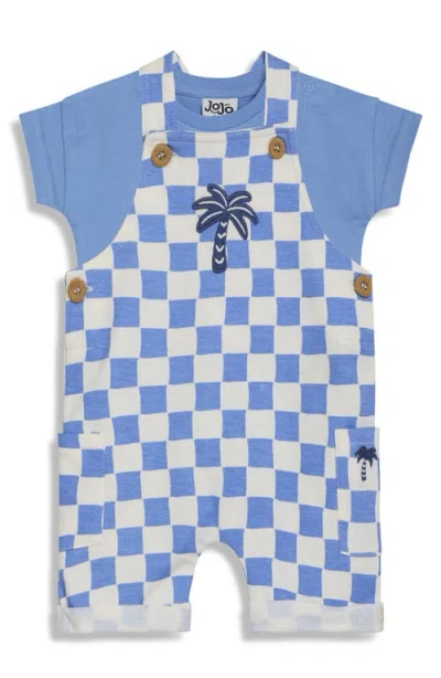 Jojo Maman Bébé Babies' Jojo Maman Bebe Checkerboard Cotton Shirt & Overalls Set In Blue
