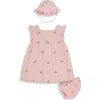 Jojo Maman Bébé Jojo Maman Bebe Cherry Embroidered Gingham Dress, Bloomers & Bucket Hat Set