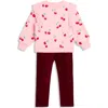 Jojo Maman Bébé Jojo Maman Bebe Cherry Print Cotton Sweatshirt & Leggings Set In Multi