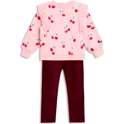Jojo Maman Bébé Babies' Jojo Maman Bebe Cherry Print Cotton Sweatshirt & Leggings Set In Multi