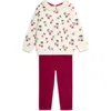 Jojo Maman Bébé Jojo Maman Bebe Cherry Print Sweatshirt & Corduroy Leggings Set In Cream