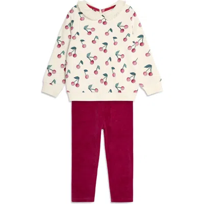 Jojo Maman Bébé Babies' Jojo Maman Bebe Cherry Print Sweatshirt & Corduroy Leggings Set In Cream