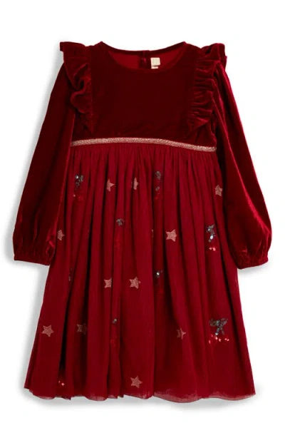 Jojo Maman Bébé Babies' Jojo Maman Bebe Cherry Star Sequin Party Dress In Red