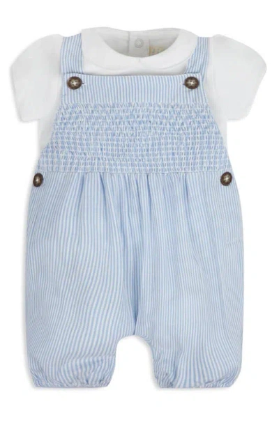 Jojo Maman Bébé Babies' Cotton Bodysuit & Stripe Overalls Set In Blue