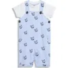 Jojo Maman Bébé Jojo Maman Bebe Cotton Bodysuit & Whale Seersucker Overalls Set In Blue