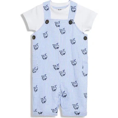 Jojo Maman Bébé Babies' Jojo Maman Bebe Cotton Bodysuit & Whale Seersucker Overalls Set In Blue