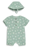 Jojo Maman Bébé Jojo Maman Bebe Cotton Gauze Romper & Hat Set In Brown