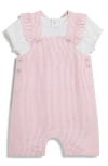 Jojo Maman Bébé Jojo Maman Bebe Cotton Shirt & Overalls Set In Pink
