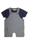 Jojo Maman Bébé Jojo Maman Bebe Cotton T-shirt & Stripe Overalls Set In Navy