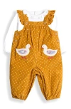 Jojo Maman Bébé Jojo Maman Bebe Cotton Top & Duck Appliqué Corduroy Overalls Set In Yellow