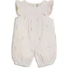 Jojo Maman Bébé Jojo Maman Bebe Daisy Embroidery Cotton Seersucker Jumpsuit In Natural