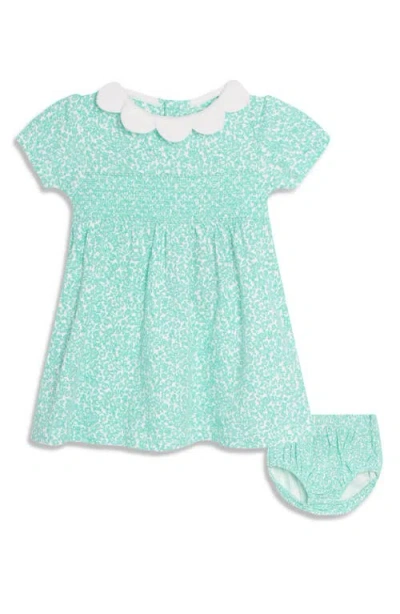 Jojo Maman Bébé Babies' Jojo Maman Bebe Ditsy Floral Scallop Collar Dress & Bloomers Set In Blue
