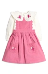 Jojo Maman Bébé Jojo Maman Bebe Embroidered Cotton Shirt & Corduroy Pinafore Dress Set In Multi