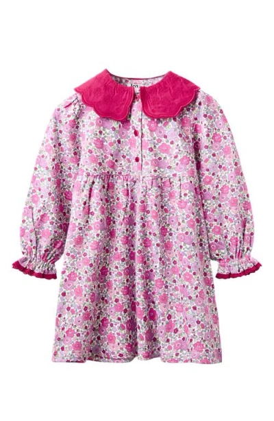 Jojo Maman Bébé Babies' Jojo Maman Bebe Floral Broderie Anglaise Collar Dress In Pink