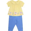Jojo Maman Bébé Jojo Maman Bebe Floral Duck Appliqué Cotton Top & Leggings Set In Yellow