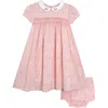 Jojo Maman Bébé Jojo Maman Bebe Floral Embroidered Cotton Smocked Bodice Dress & Bloomers In Pink