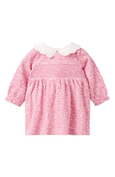 Jojo Maman Bébé Babies' Jojo Maman Bebe Floral Peter Pan Collar Smocked Dress In Pink