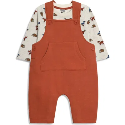 Jojo Maman Bébé Babies' Jojo Maman Bebe Forest Friends T-shirt & Overalls Set In Rust