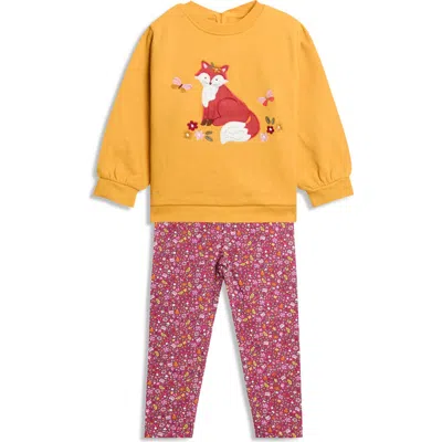 Jojo Maman Bébé Babies' Jojo Maman Bebe Fox Cotton Graphic Sweatshirt & Floral Leggings Set In Multi