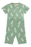 Jojo Maman Bébé Jojo Maman Bebe Giraffe Print Ribbed Bodysuit & Shorts Set In Green