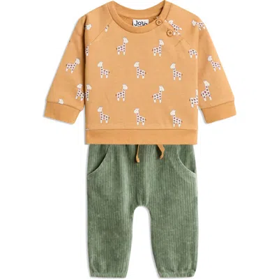 Jojo Maman Bébé Babies' Jojo Maman Bebe Giraffe Print Sweatshirt & Corduroy Leggings Set In Brown